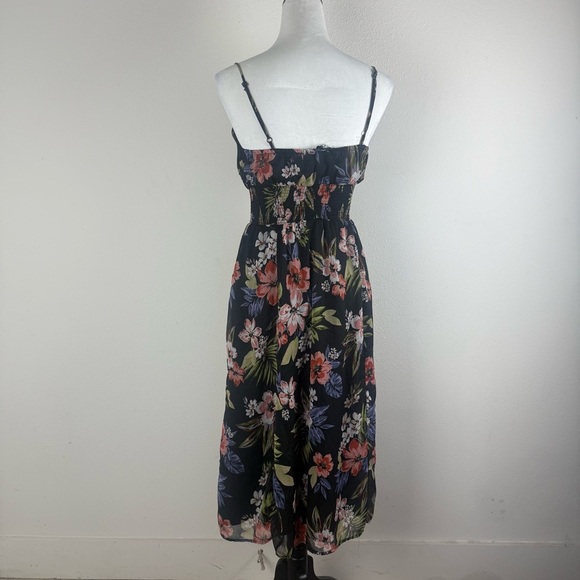 Patrons of Peace Women’s Floral Maxi‎ Dress Black Multicolor Smocked Waist XS - Picture 5 of 12